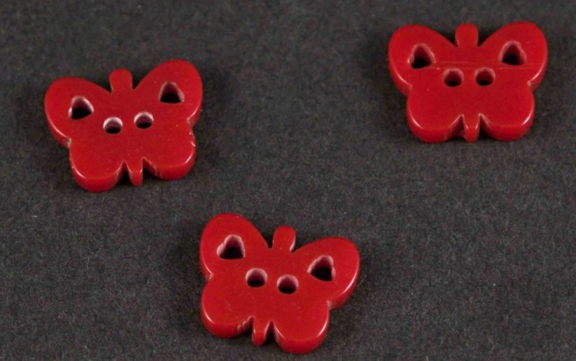 Butterfly - button - red - dimensions 1 cm x 1,3 cm