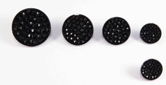 Button with small pattern with bottom stitching - black - diameter 1,5 cm