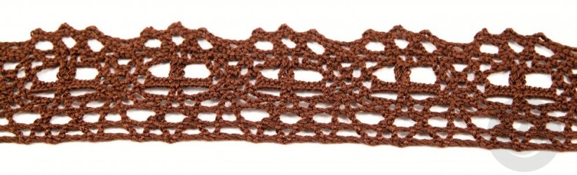 Bavlněná paličkovaná krajka - hnědá - šířka 3 cm