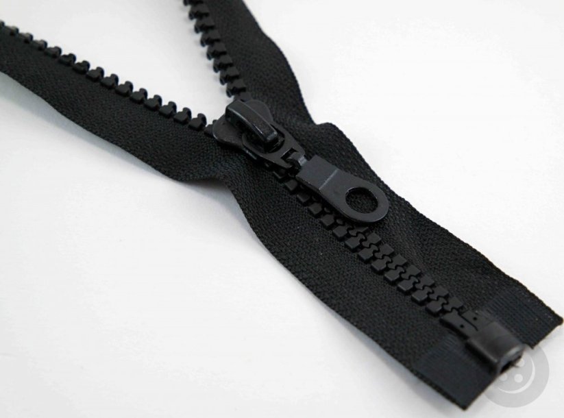 Extra silný kostěný zip č. 8 dělitelný - motorkářský - černý - délka 60 cm - 90 cm