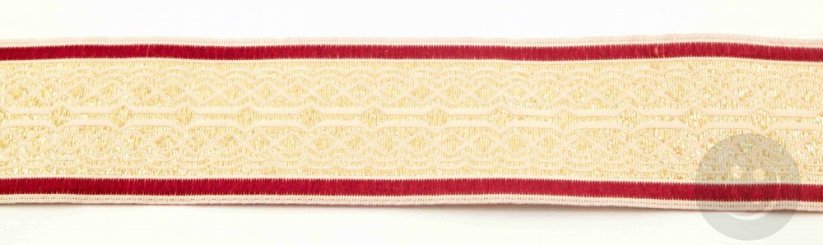 Decorative braid with a red lining on a cream background - width 3.4 cm
