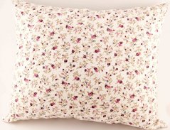 Herbal pillow for well-being - small burgundy flowers on a cream base - size 35 cm x 28 cm
