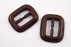 Plastic clothing buckle - brown - pulling hole width 2,5 cm - dimensions 3,8 cm x 3,2 cm