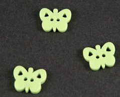 Motýlik - knoflík  - hráškovo zelená - rozmery 1 cm x 1,3 cm