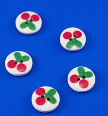 Children's wooden button -  cherries - diameter 1.5 cm