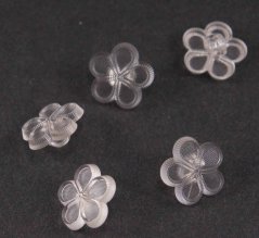 Kinderknopf - cremefarbene Blume - transparent - Durchmesser 1,3 cm