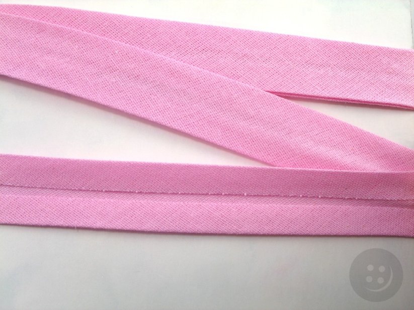 Bavlněný šikmý proužek - růžová - šíře 1,8 cm