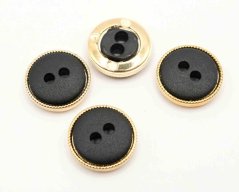 Lochknopf - geriffelt - schwarz-gold - Durchmesser 1,3 cm