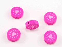 Wooden pacifier bead - heart - pink - dimensions 1,8 cm x 0,7 cm