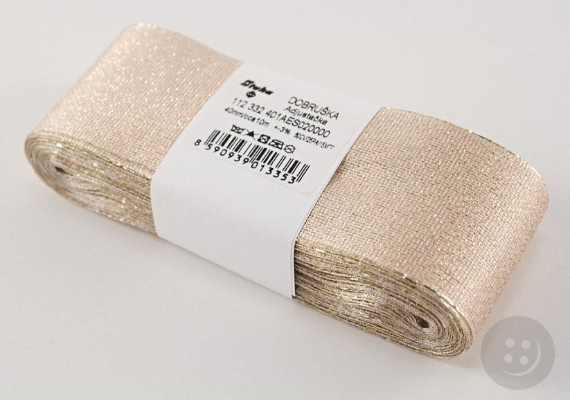 Decorative taffeta ribbon - gold - width 0.3 cm - 11 cm