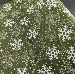 Jute fabric - width 50 cm - green with flakes