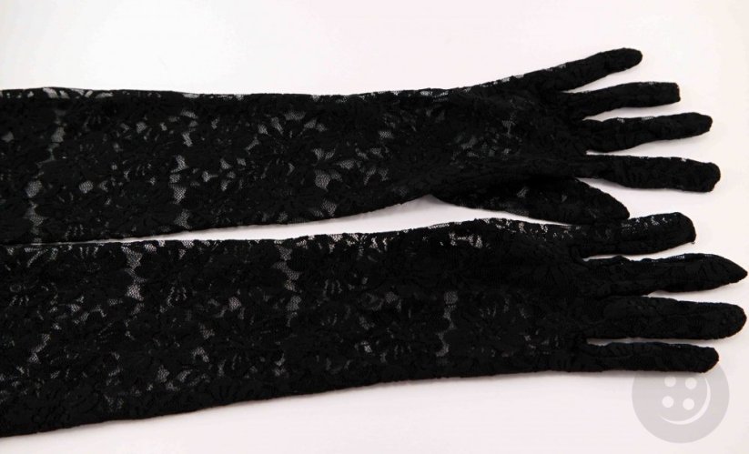Dámské společenské rukavičky - černá krajka - délka 43 cm