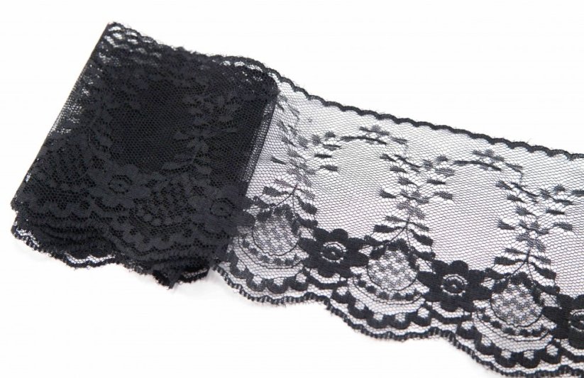 Nylon lace - black - width 9.5 cm