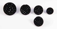 Button with small pattern with bottom stitching - black - diameter 2 cm