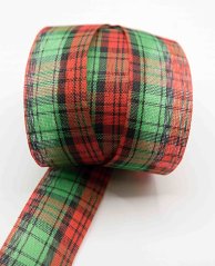 Christmas decorative ribbon - red, green - width 2.5 cm