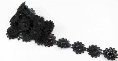 Vzdušná krajka kytička - černá - šířka 2,5 cm