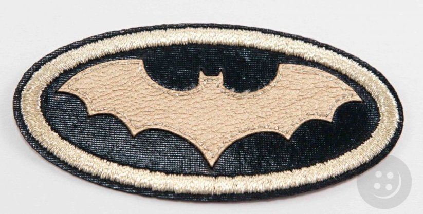 Patch zum Aufbügeln - Batman-Emblem - Größe 8 cm x 4 cm - Schwarz, Gold