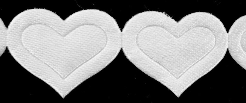 Satin hearts trim - white - width 2 cm