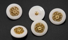 Knopf mit Unternaht – weiß mit goldener Mitte – Durchmesser 2 cm