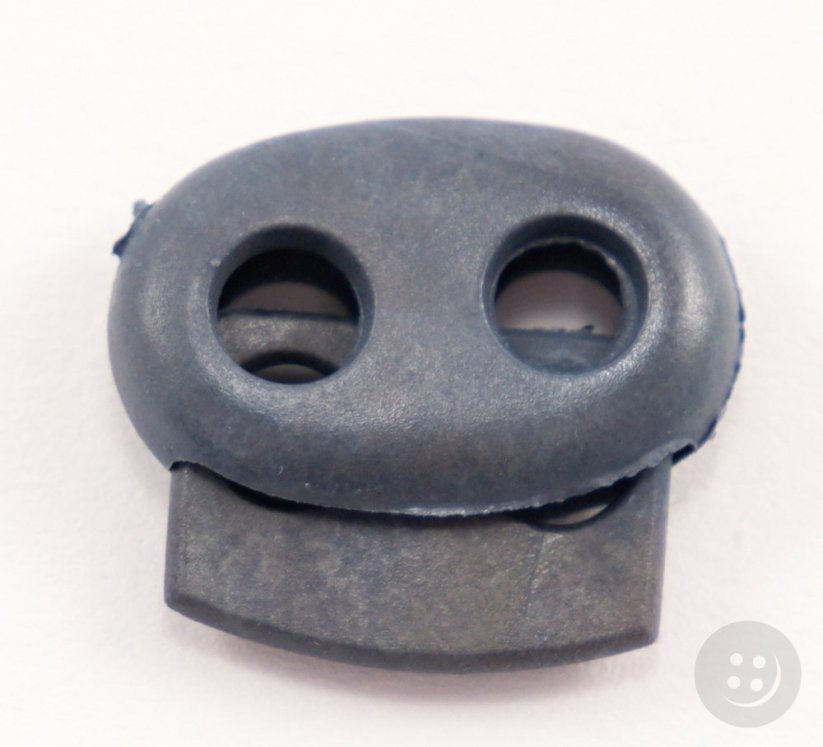 Plastic flat cord lock - gray blue - pulling hole diameter 0.5 cm