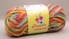 Priadza Camila natural multicolor - oranžová modrá fialová - číslo farby 9073