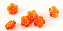 Flower shaped shank button - orange - diameter 1,5 cm