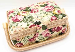 Textile box for sewing supplies - large flowers - dimensions 25 x 15 x 9 cm