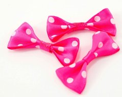 Satinschleife 2 cm x 4 cm - rosa mit Tupfen