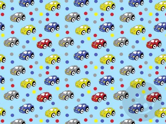 Cotton canvas - cars on a blue background - width 140 cm