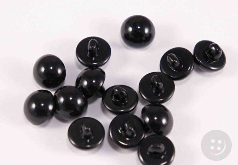 Pearl button with bottom stitching - black - diameter 1.1 cm