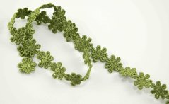 Vzdušná krajka kytička - khaki - šířka 1,3 cm