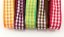 Checkered ribbons - orange, burgundy, green, brown, red - width 2.5 cm