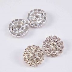 Luxury rhinestone clothing fastener - light crystal - size 3.5 cm x 1.9 cm