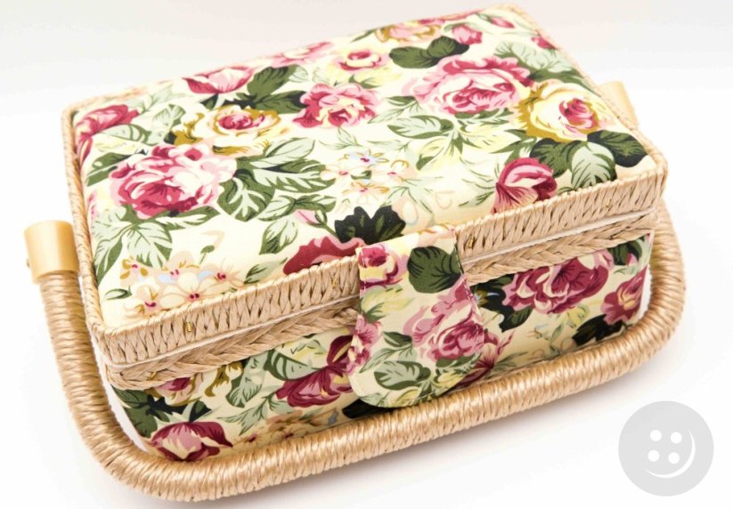 Textile box for sewing supplies - large flowers - dimensions 25 x 15 x 9 cm