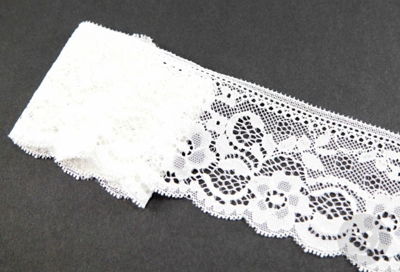 Elastic lace - white - width 7 cm