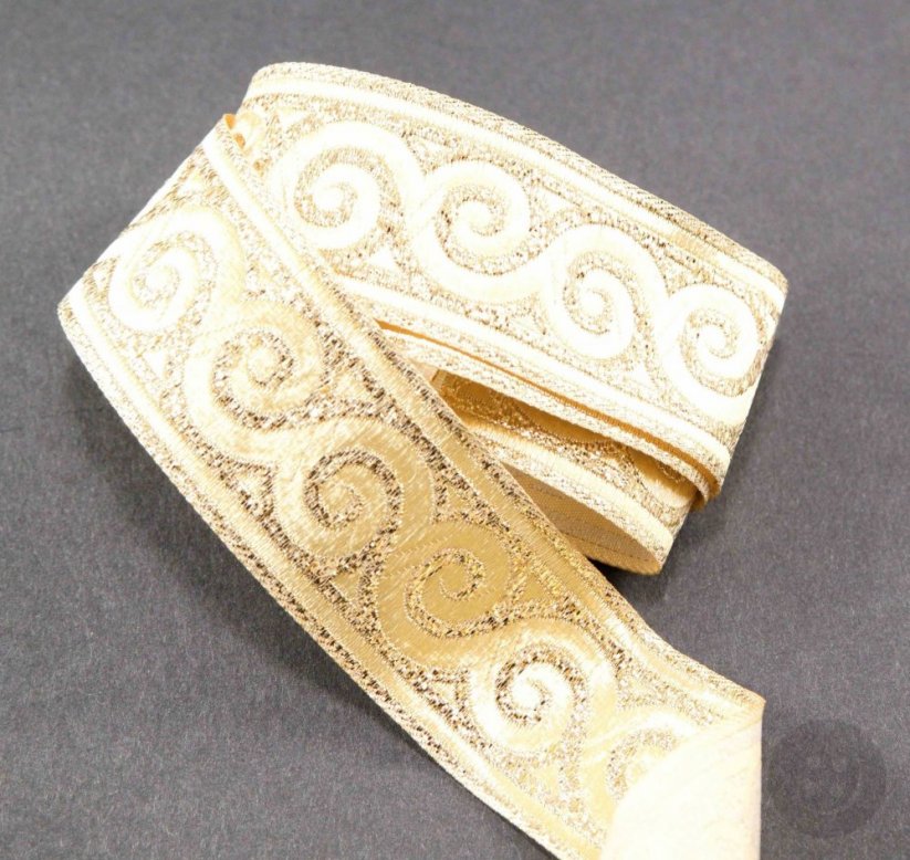 Gold braid with gold waves - gold - width 3,3 cm
