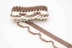 Cotton bobbin lace - brown-cream - width 3.4 cm