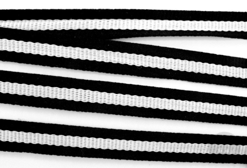 Lampas - černá, bílá - šíře: 1,2 cm