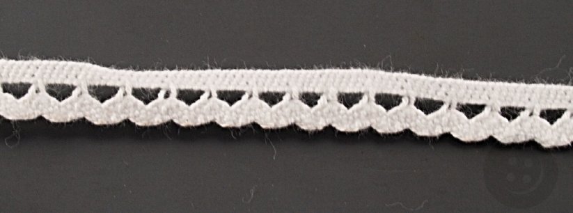 Bavlnená paličkovaná čipka - biela - šírka 1 cm