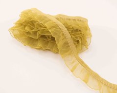 Elastický volánik - khaki - šírka 1,8 cm