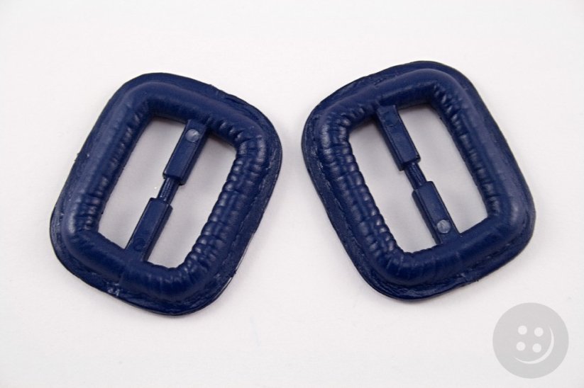 Plastic clothing buckle - dark blue - pulling hole width 2,5 cm - dimensions 3,8 cm x 3,2 cm