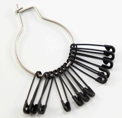 Black safety pins - 12 pcs - size 0.4 cm x 2 cm