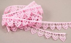 Guipure lace trim - pink - width 1,8 cm