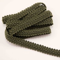 Galonový prýmek - smyčky - khaki zelená - šíře 1,5 cm