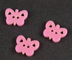 Motýlik - knoflík  - ružová - rozmery 1 cm x 1,3 cm