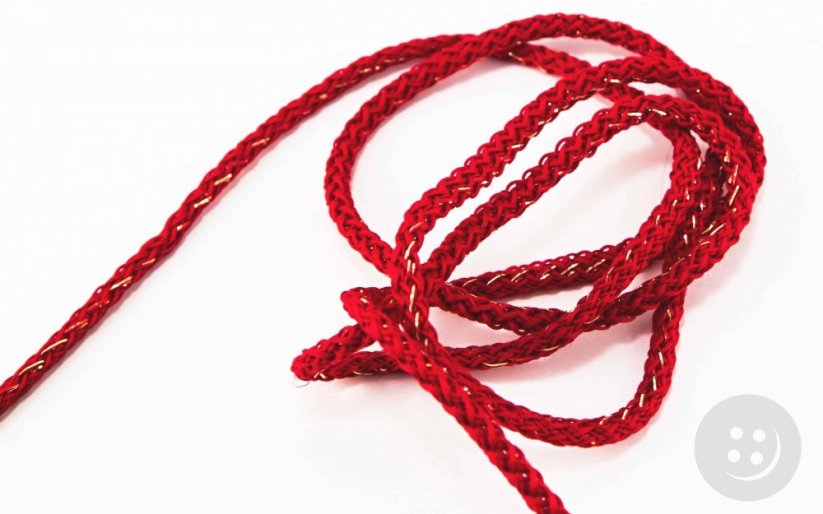 Clothing polyester cord - red, gold - diameter 0.3 cm