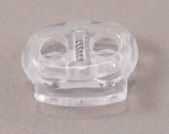 Plastic flat cord lock - transparent - pulling hole diameter 0.5 cm
