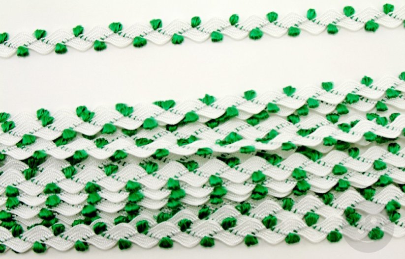 Ric Rac ribbon - green, white - width 0,6 cm