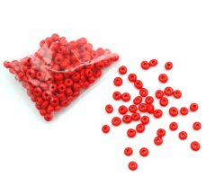 Glasperlen rot glänzend 3 × 4 mm