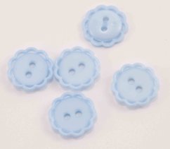 Dierkový gombík - kvietok s ozdobným okrajom - svetlomodrá - priemer 1,53 cm